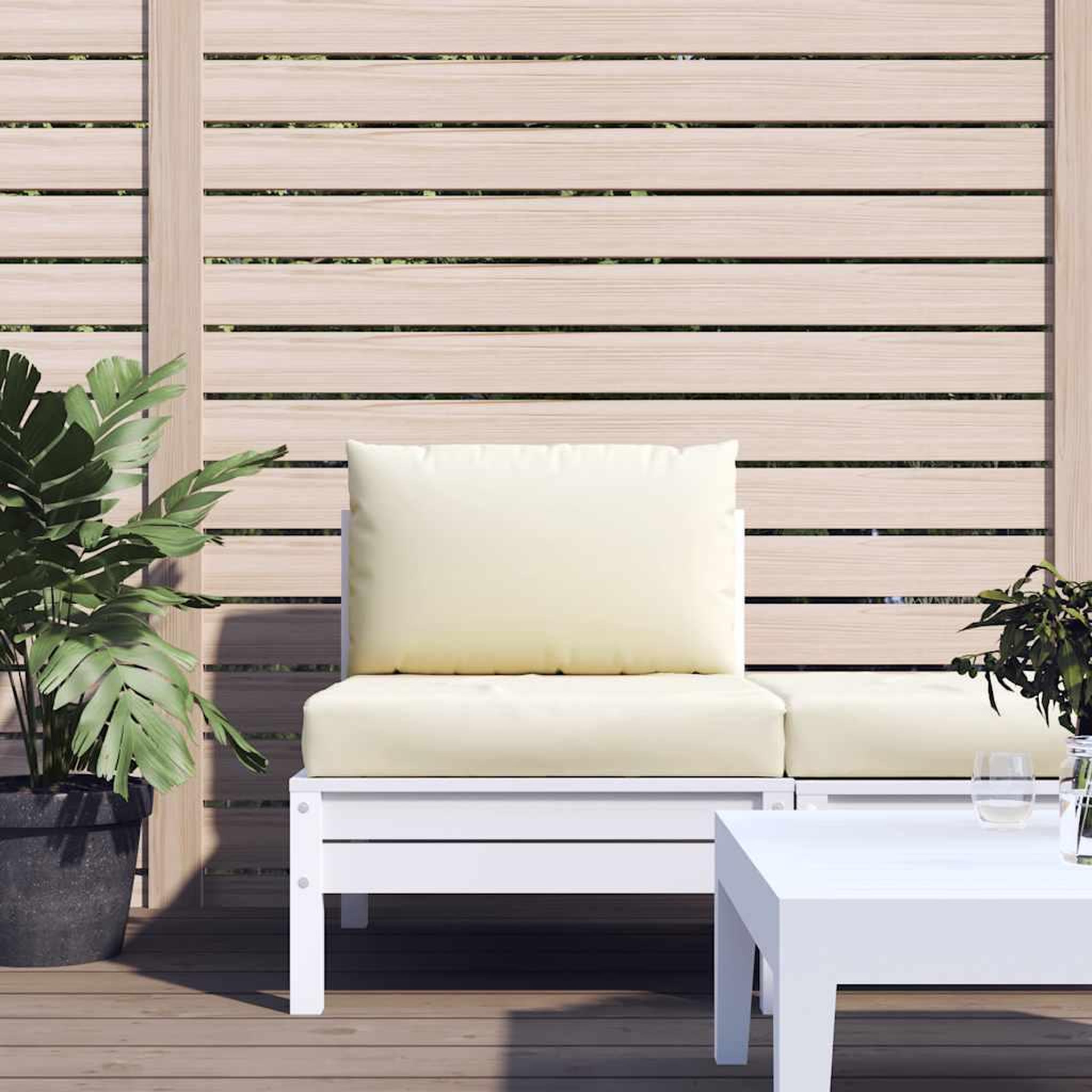 VIDAXL Coussins de palette lot de 2 blanc creme tissu oxford