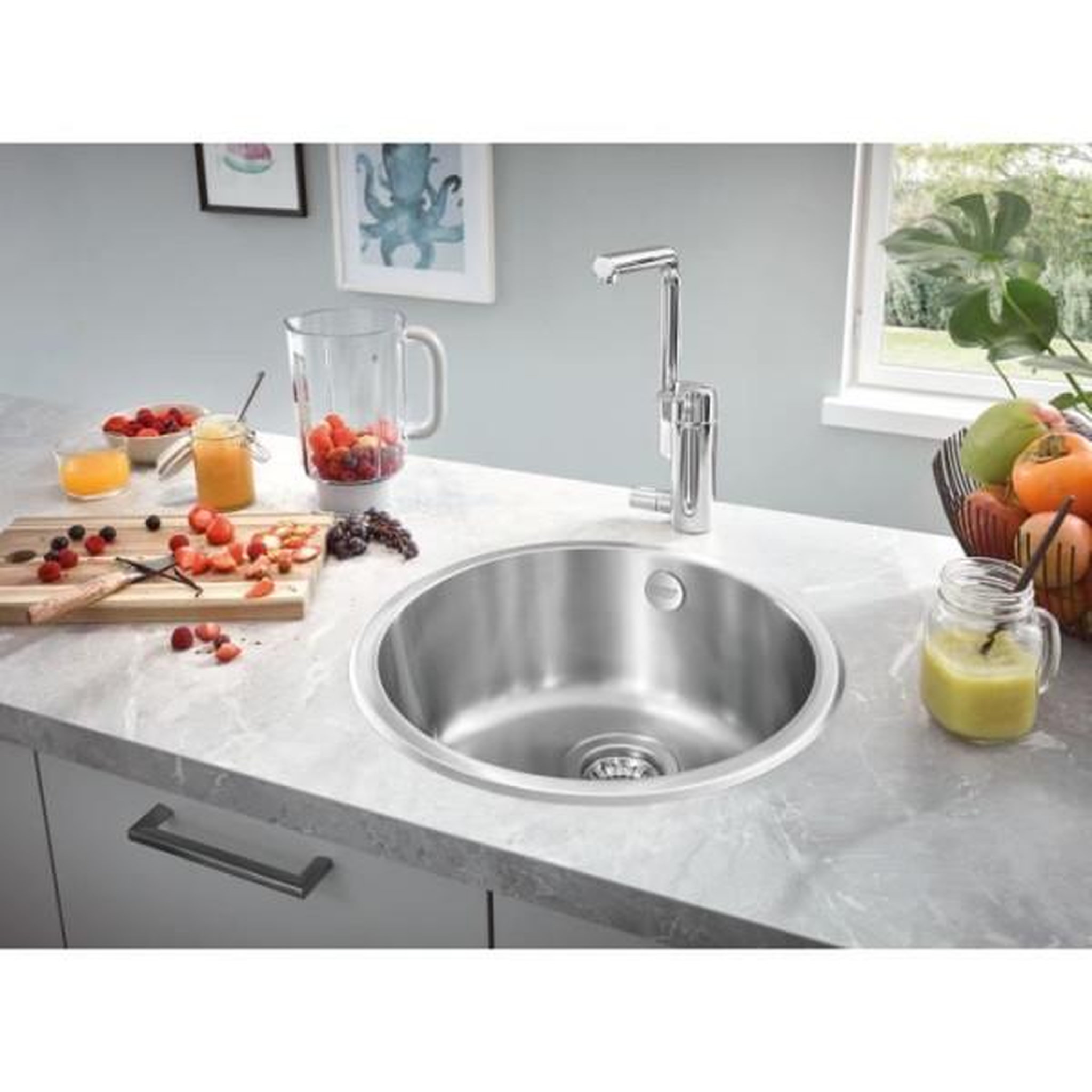 Voir la diapositive 2 : Grohe Evier de cuisine - Acier inoxydable - A encastrer par le dessus - GROHE K200 - 31720SD0