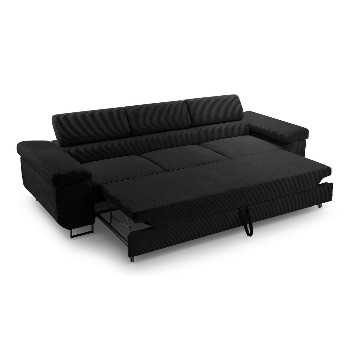 BEST MOBILIER Pablo - canapé 3 places - convertible avec têtières réglables - en velours côtelé