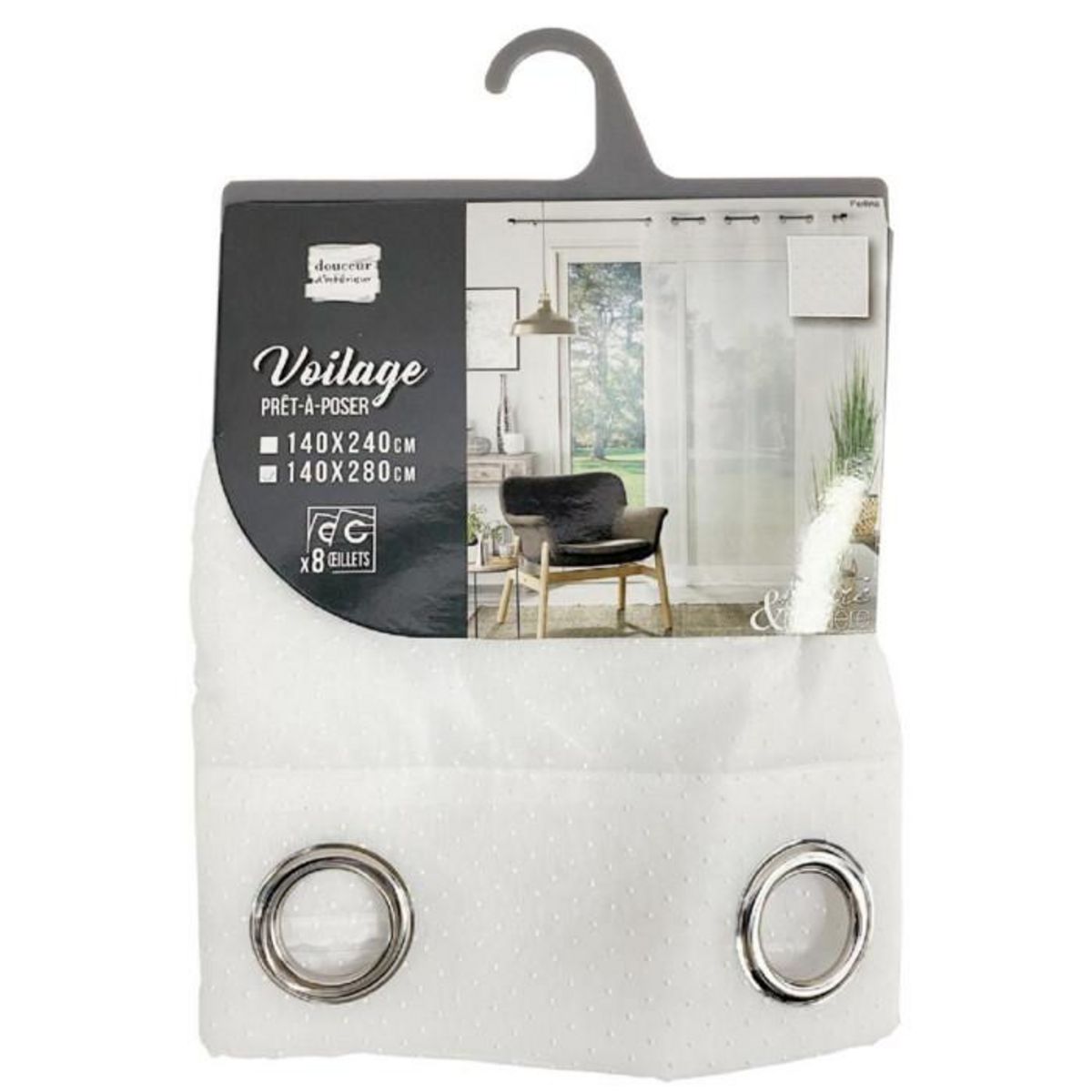 Paris Prix Rideau Voilage à Œillets  Perlina  140x280cm Blanc