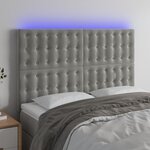 VIDAXL Tete de lit a LED Gris clair 144x5x118/128 cm Velours