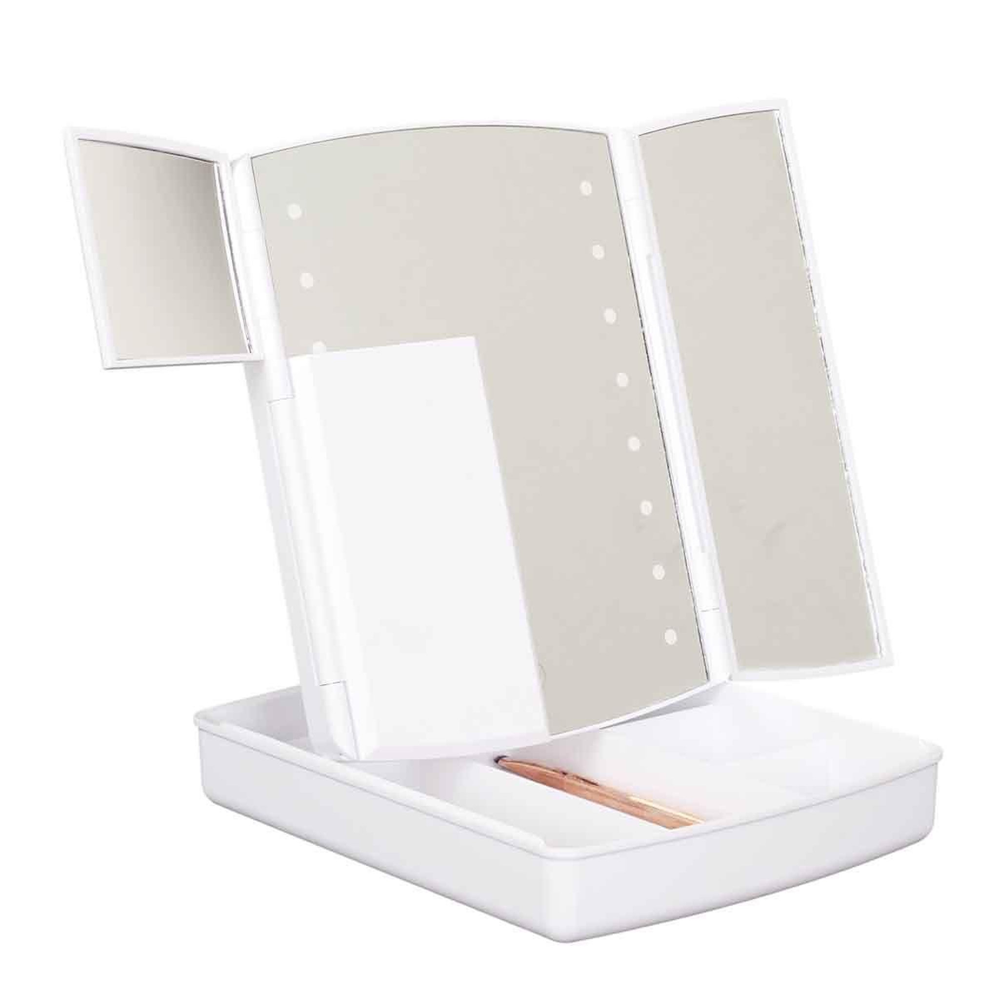 Voir la diapositive 4 : Cosmetic Club Miroir led  tiroir de rangement  24cm blanc