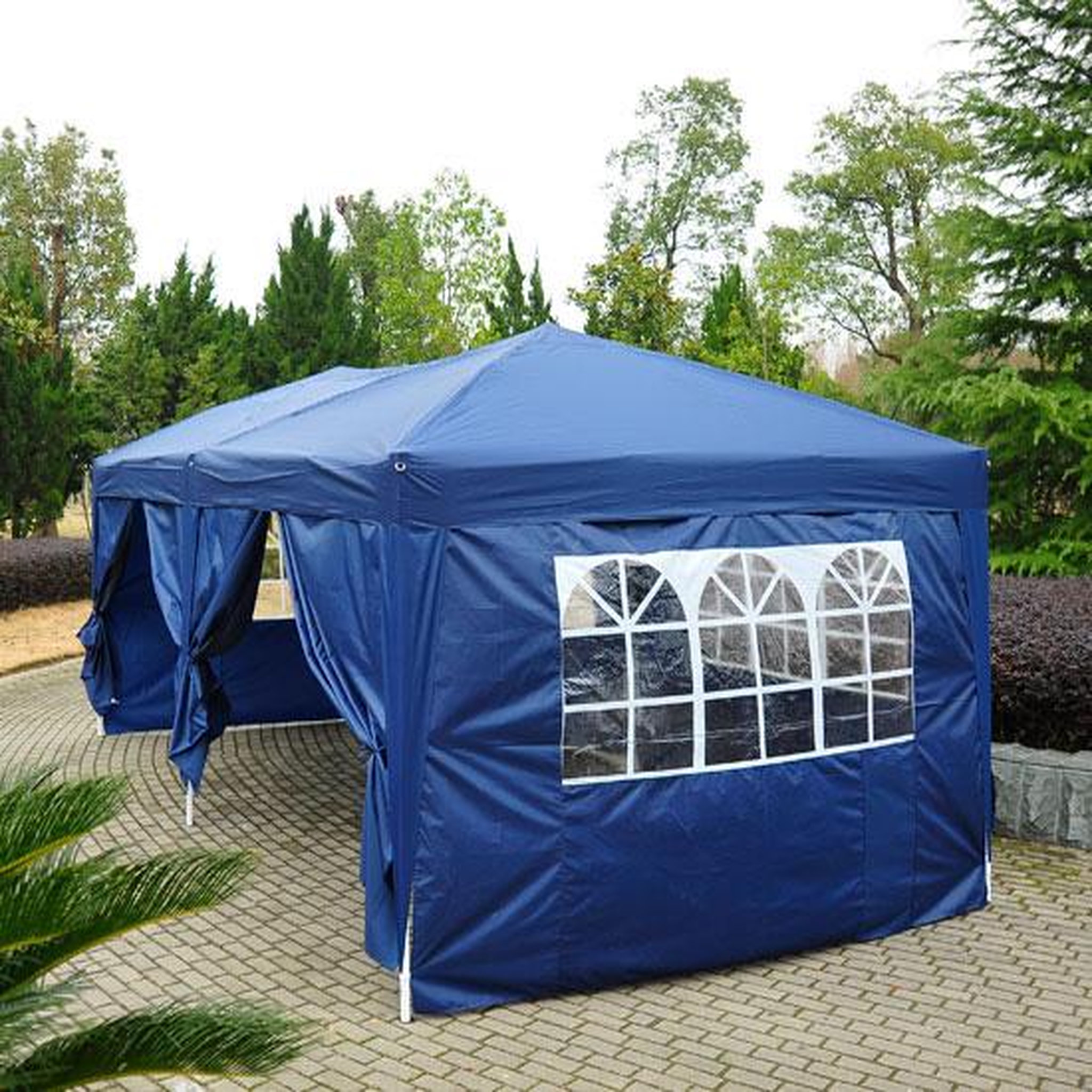 Voir la diapositive 6 : HOMCOM Tonnelle tente de reception pliante pavillon chapiteau barnum 5,91L x 2,97l x 2,55H cm bleu cote demontables