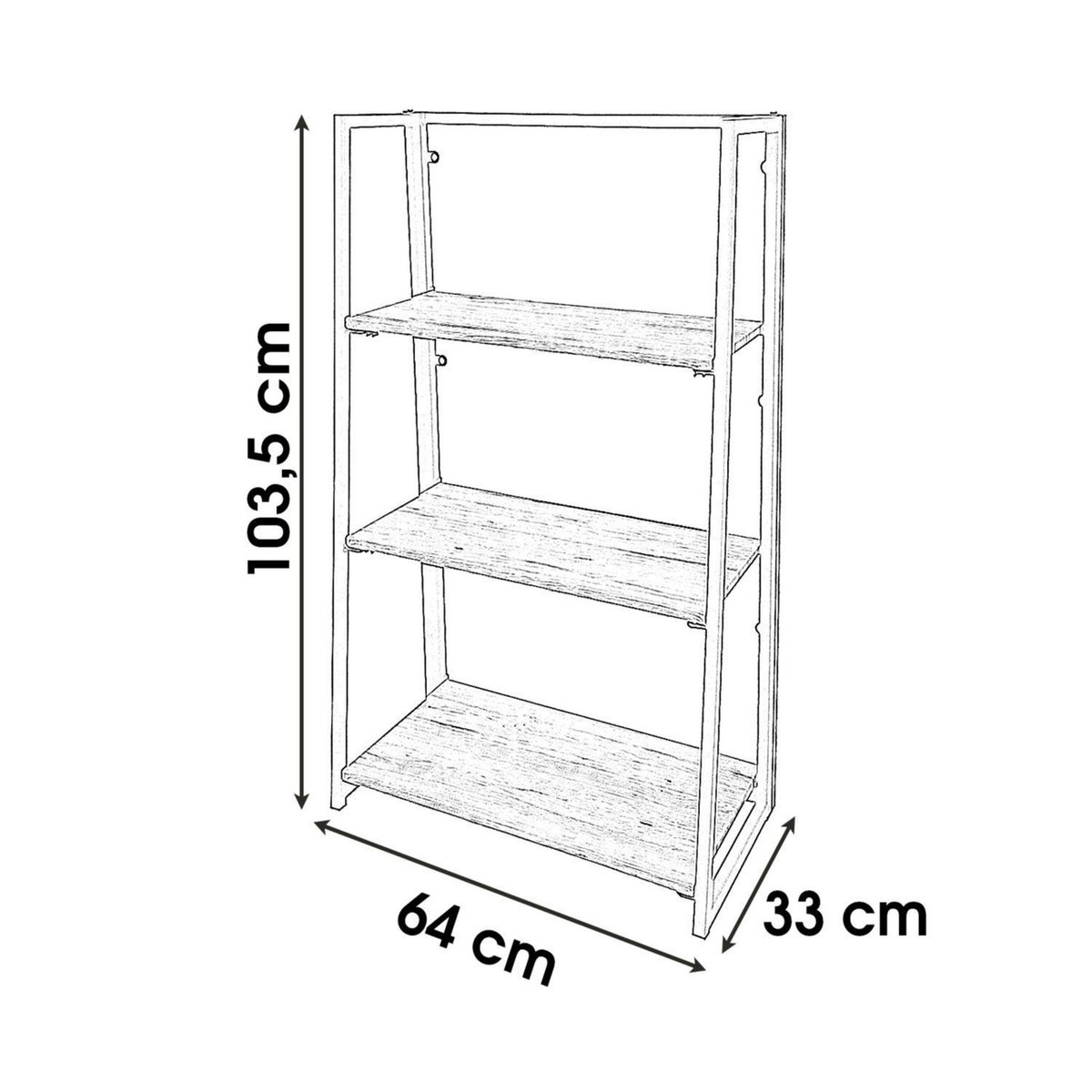 DIVERS Etagère industrielle pliable Dock - L. 64 x H. 103 cm - Noir