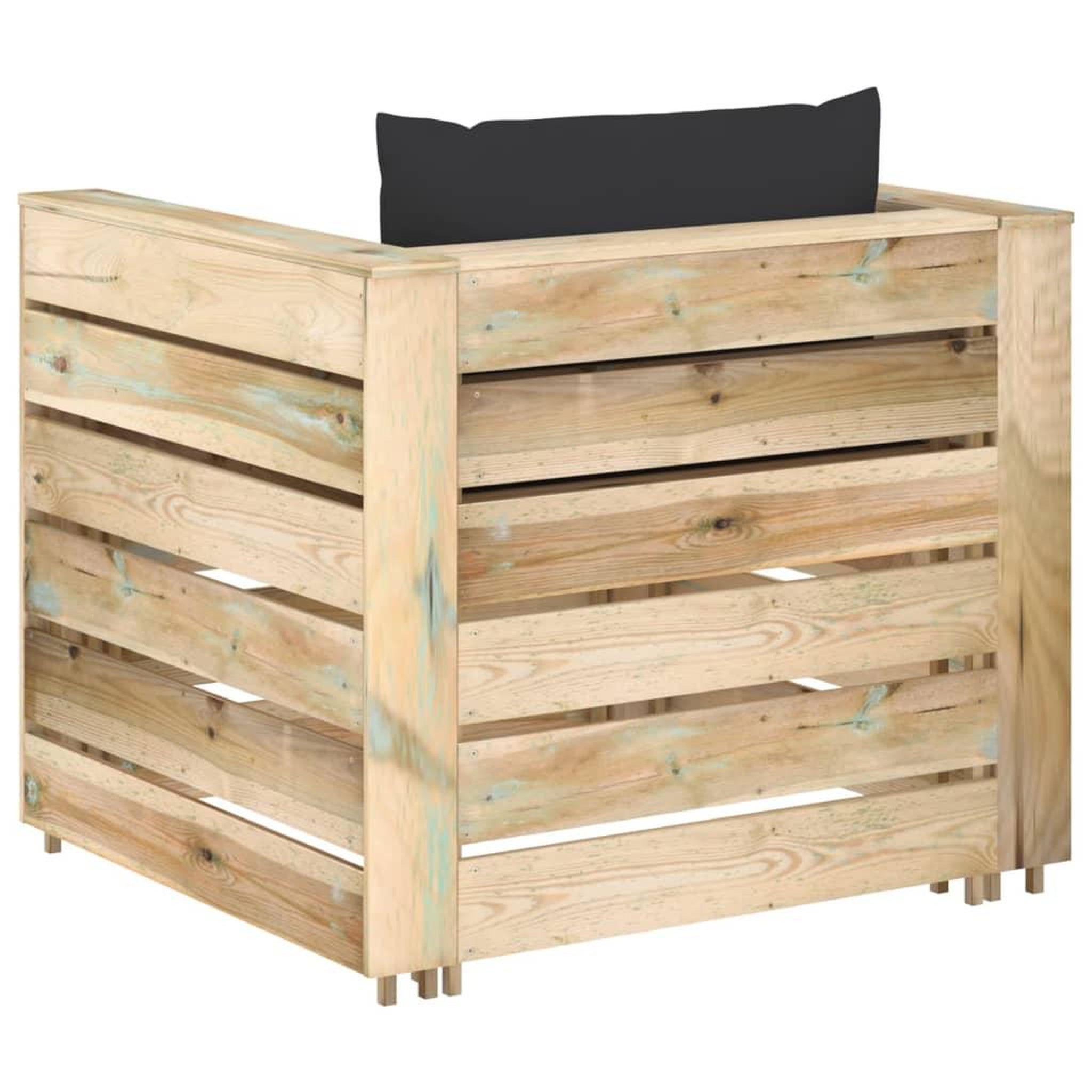 Voir la diapositive 5 : VIDAXL Salon de jardin 2 pcs avec coussins Bois impregne de vert