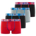 FREEGUN Lot de 4 boxers homme en coton. Coloris disponibles : Noir