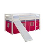 HomeStyle4U Lit mi-hauteur avec rideaux rose et toboggan