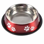 Paris Prix Gamelle Antidérapante Chien & Chat  Pattes  21cm Rouge