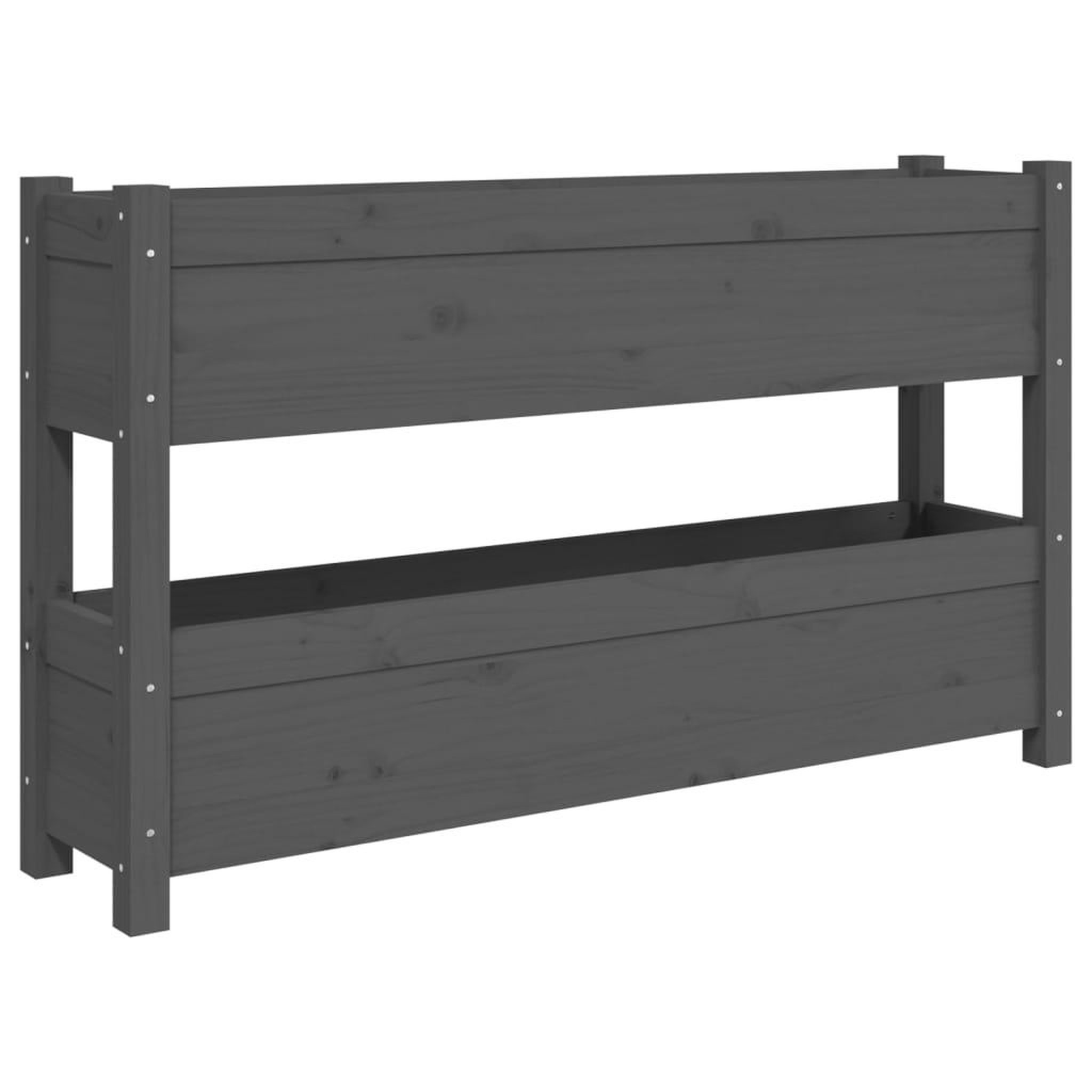 Voir la diapositive 2 : VIDAXL Jardiniere Gris 112x25x66 cm Bois massif de pin