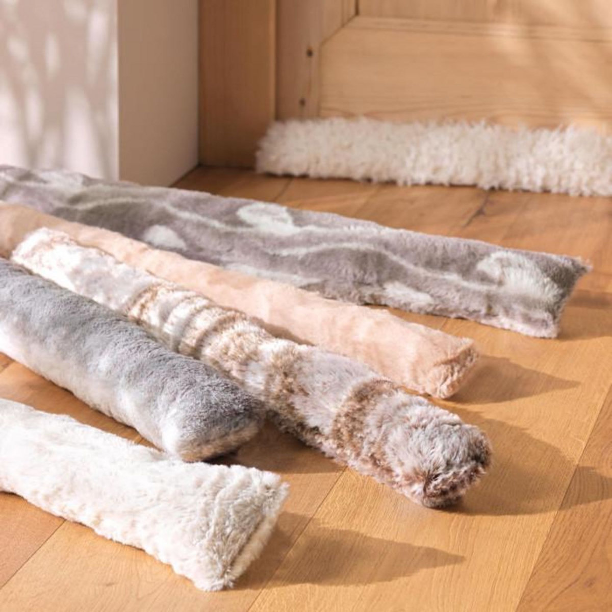 Paris Prix Boudin Bas de Porte Imitation Fourrure  Lynx  80cm Naturel