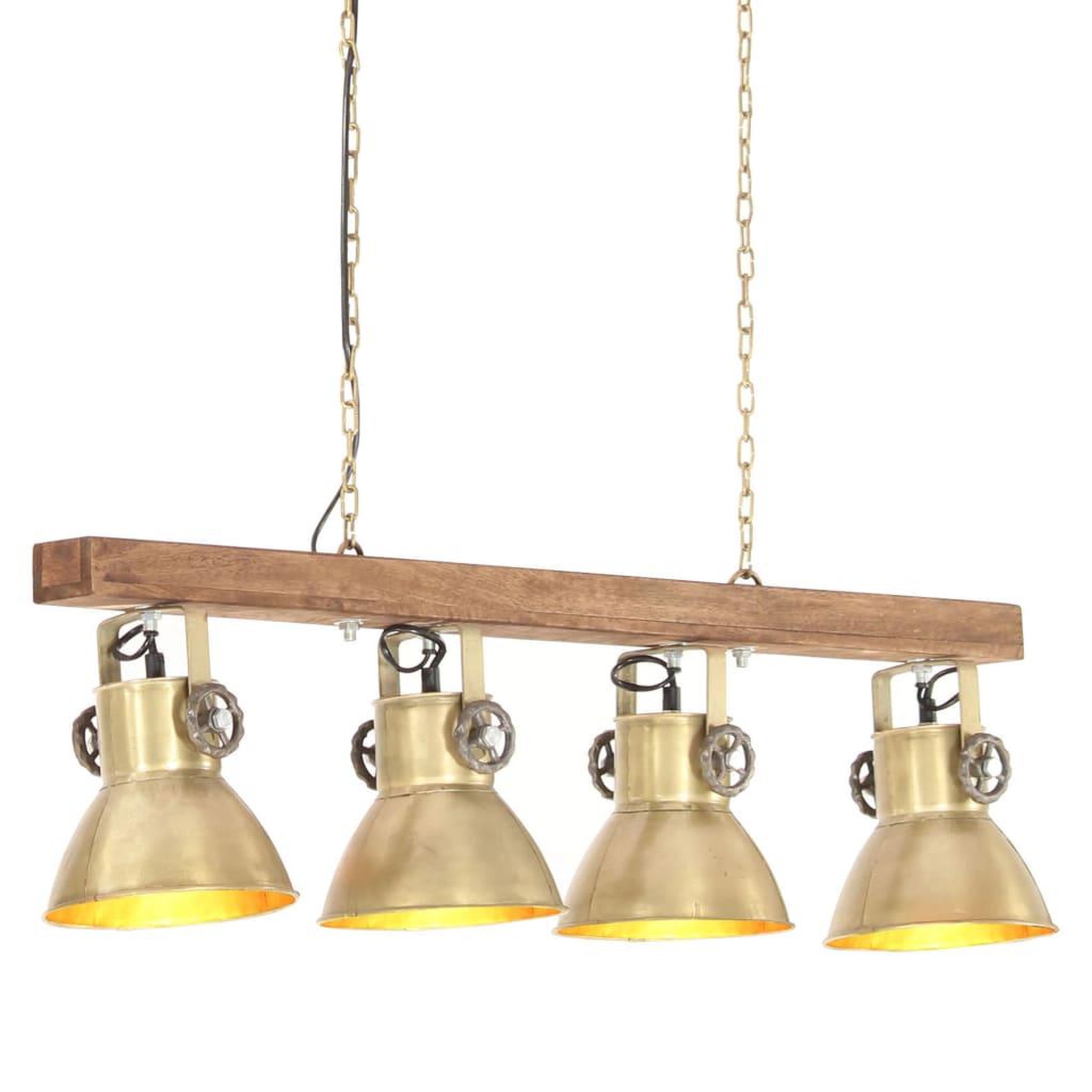 VIDAXL Plafonnier industriel Laiton E27 Bois de manguier