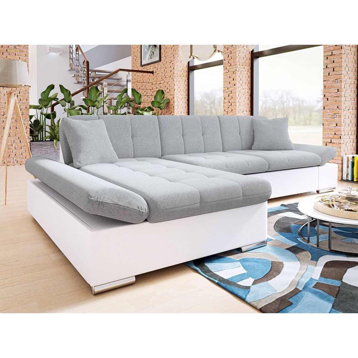BEST MOBILIER Livio - canapé d'angle - convertible avec coffre - 4 places - style contemporain - gauche
