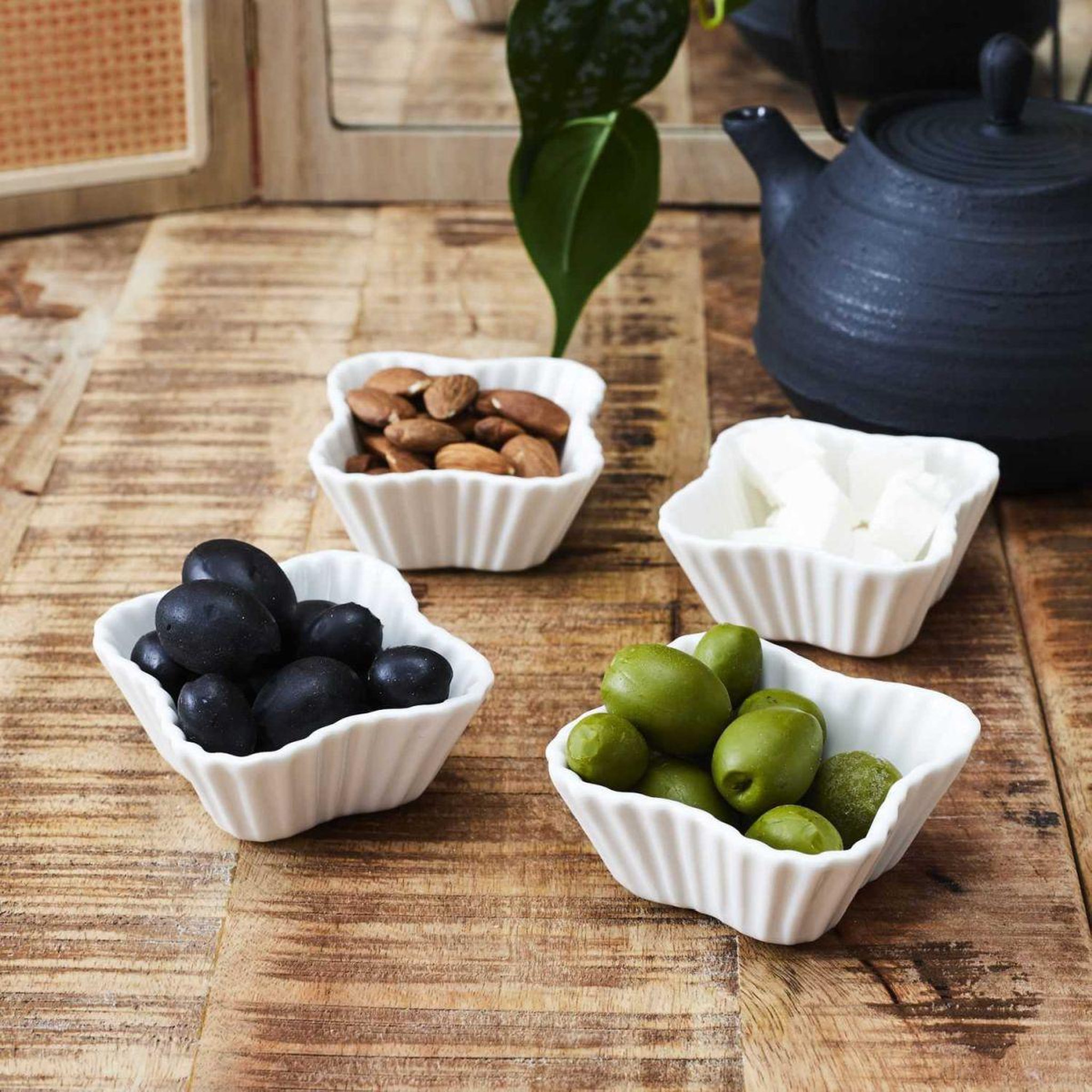 Voir la diapositive 2 : The Home Deco Factory Ramequin design en céramique  texture  7cm blanc