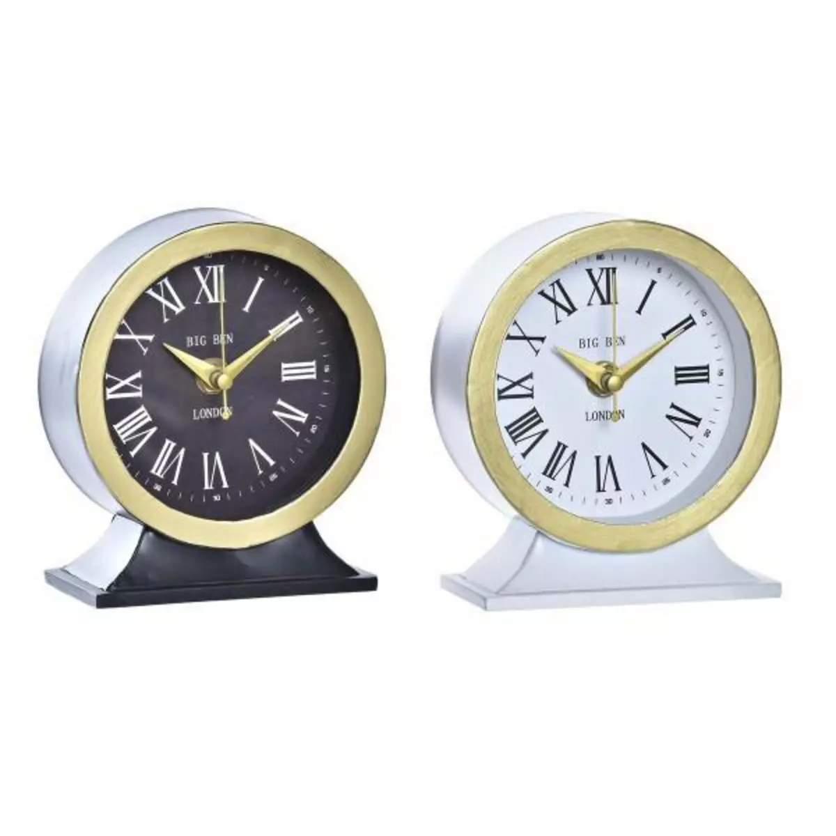 MARKET24 Horloge de table DKD Home Decor Verre Noir Blanc Fer (12 x 6 x 13 cm) (2 Unités)