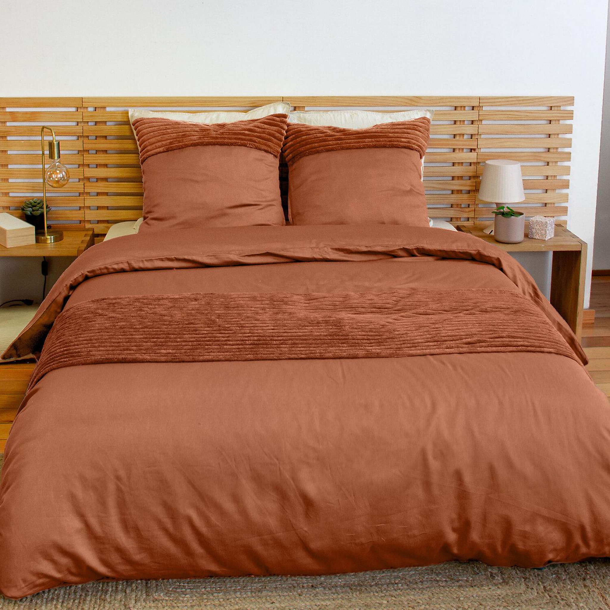 Voir la diapositive 1 : Home collection Parure housse de couette microfibre et velour