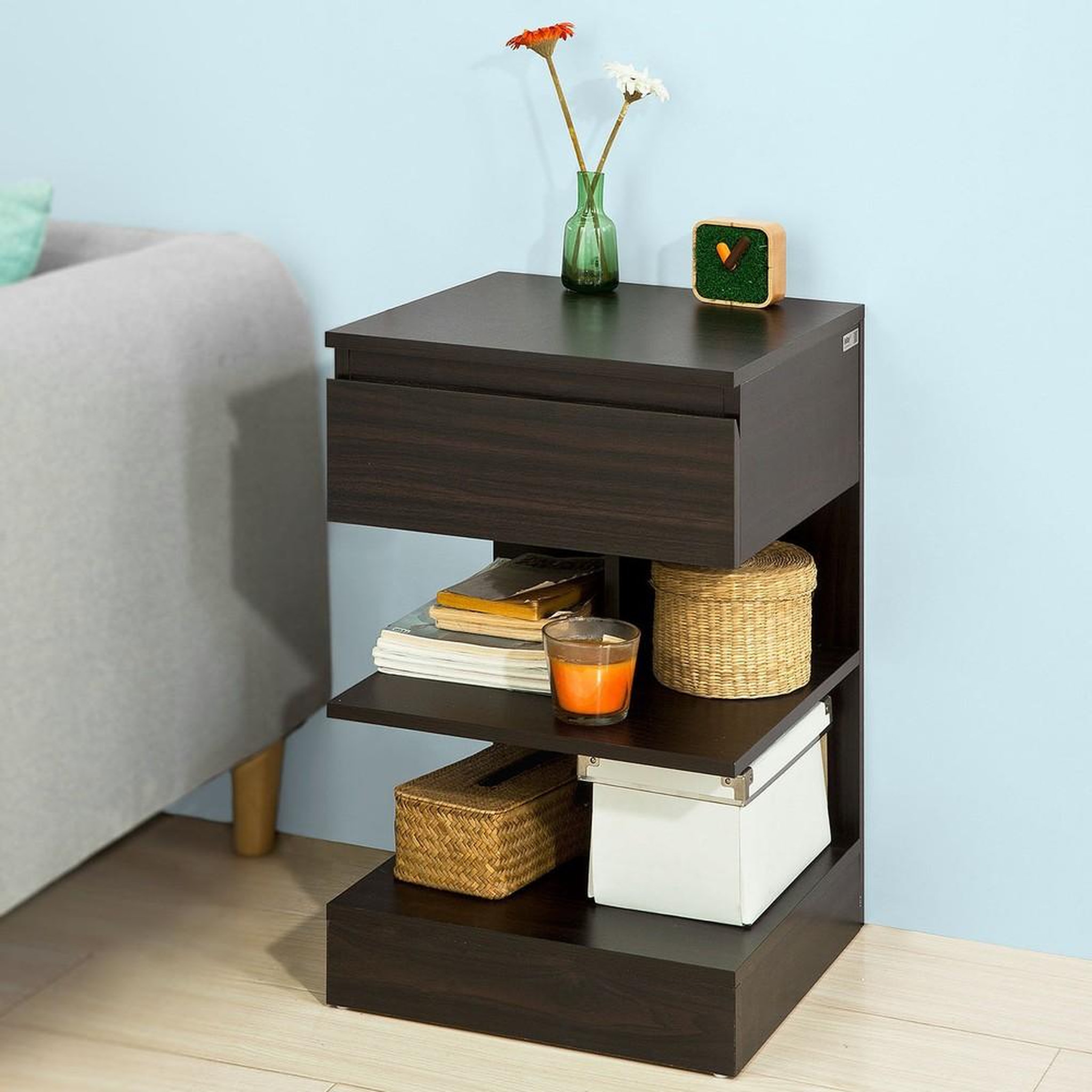 Voir la diapositive 2 : SOBUY SoBuy - Table De Chevet à un tiroir - Moderne - FBT49