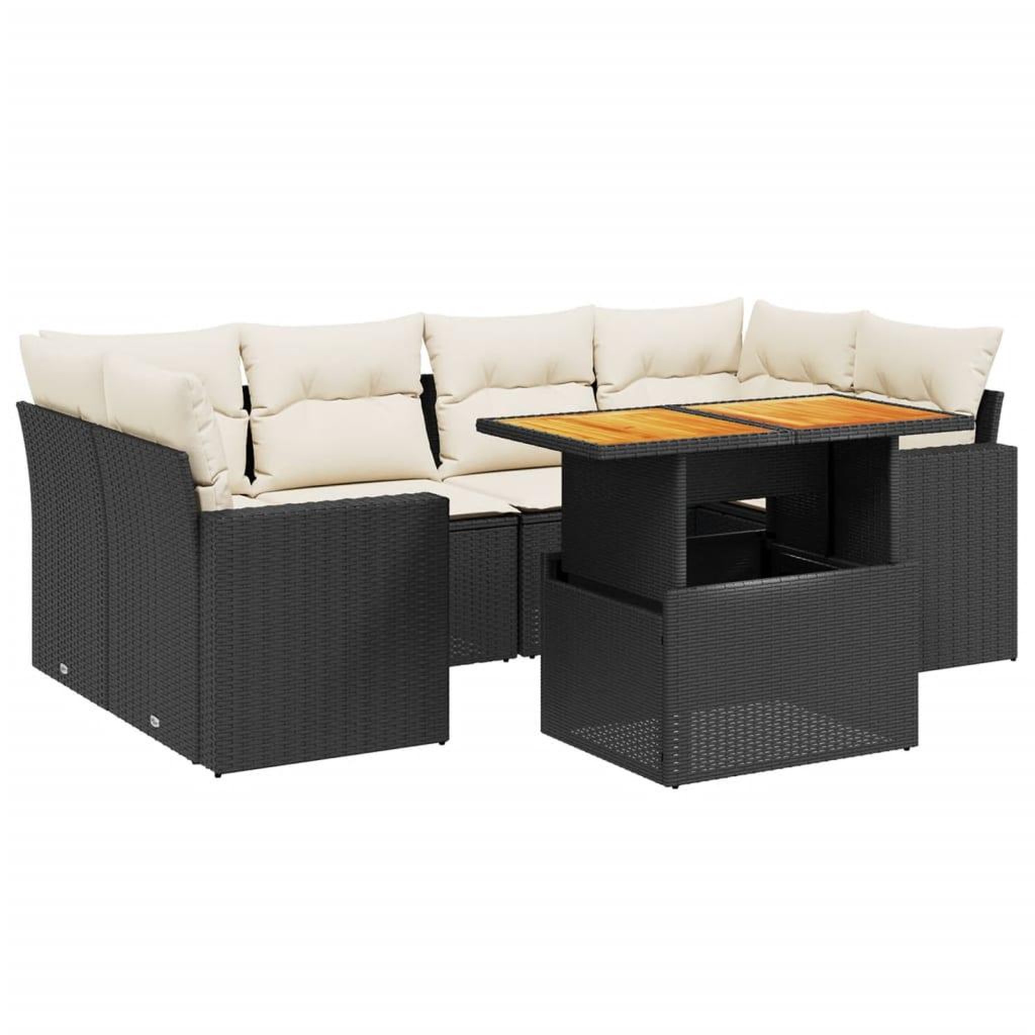 Voir la diapositive 2 : VIDAXL Salon de jardin 7 pcs avec coussins noir resine tressee