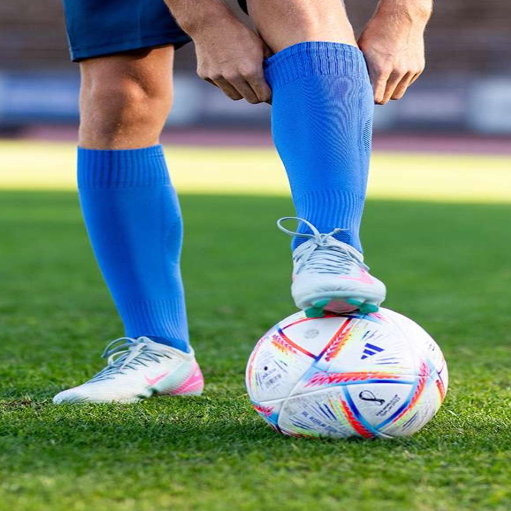 Voir la diapositive 2 : TRY TO FLY Chaussettes de football haut-mollet - bleu