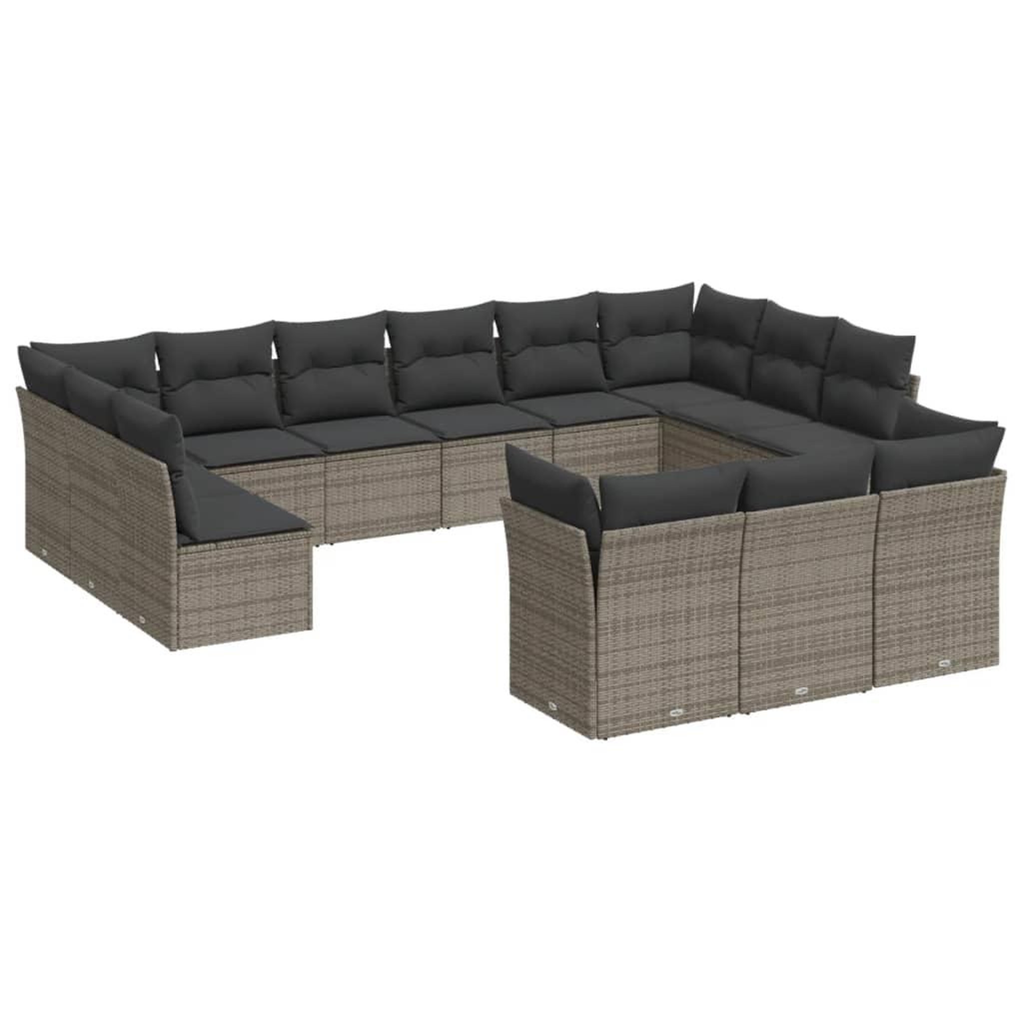 Voir la diapositive 2 : VIDAXL Salon de jardin avec coussins 13 pcs gris resine tressee
