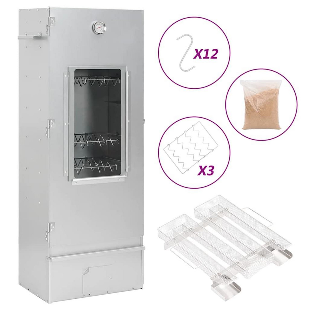 VIDAXL Fumoir a four a BBQ generateur de fumee froide acier galvanise