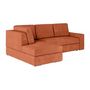 Voir la diapositive 3 : LOUNGITUDE Canapé d'angle gauche convertible ARTEMIS 4 places - Velours côtelé terracotta - L246 x P174 x H96 cm