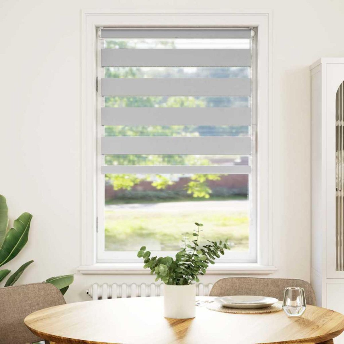 VIDAXL Store zebre gris clair largeur du tissu 85,9 cm polyester