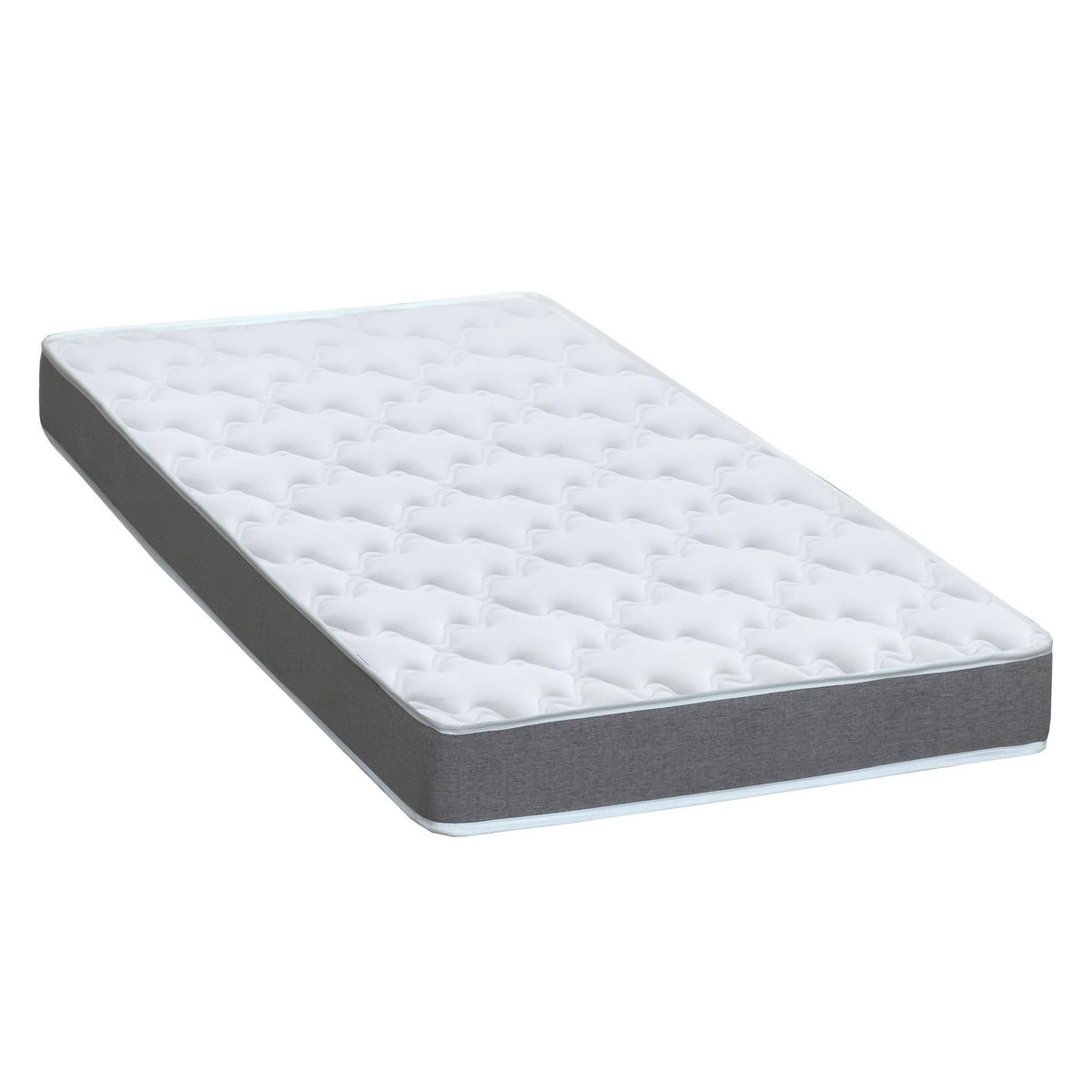 IDLITERIE Ensemble literie électrique relaxation multi lattes chêne clair + Matelas mousse à mémoire de forme 90 x 190