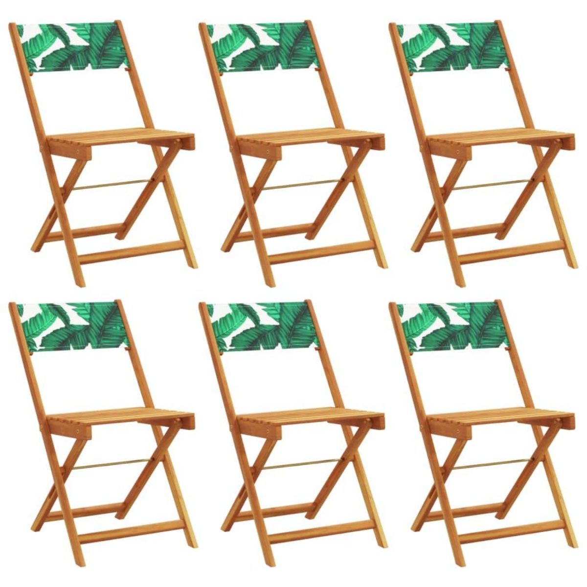 VIDAXL Chaises de jardin pliantes lot de 6 vert tissu et bois massif