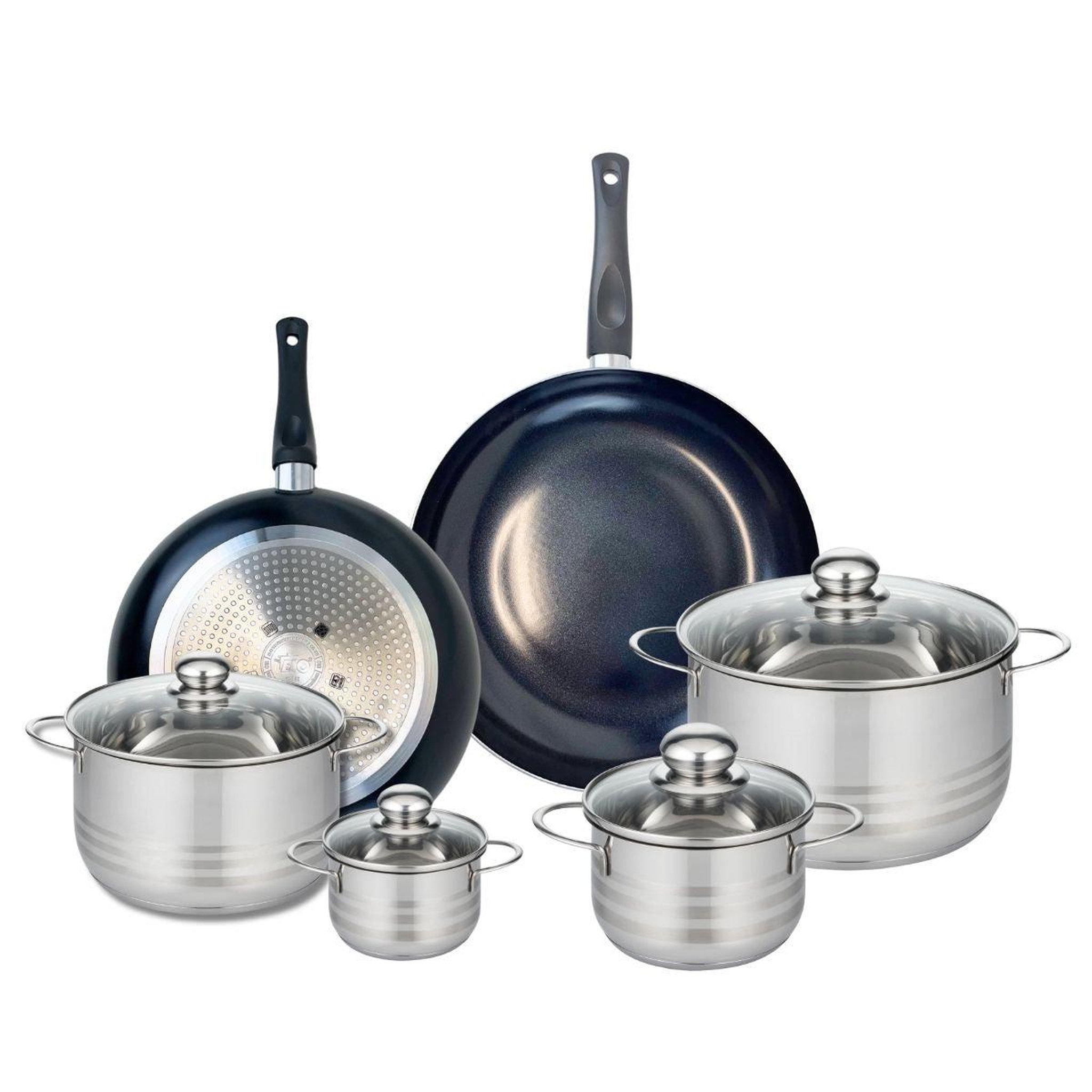 ELO Ensemble de 2 poêles de cuisson 28 et 32 cm et 4 faitouts 12, 16, 20 et 24 cm elo prima brillant