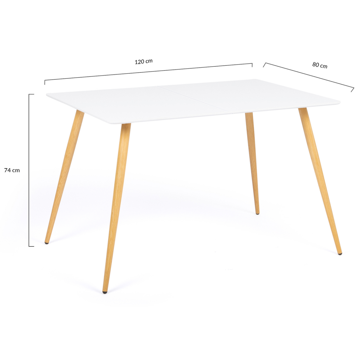 ID MARKET Table à manger scandinave rectangle SARA 6 personnes blanche 120 cm