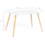 Voir la diapositive 5 : ID MARKET Table à manger scandinave rectangle SARA 6 personnes blanche 120 cm