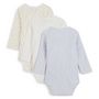 Voir la diapositive 2 : INEXTENSO Lot de 3 bodies manches longues de naissance bébé