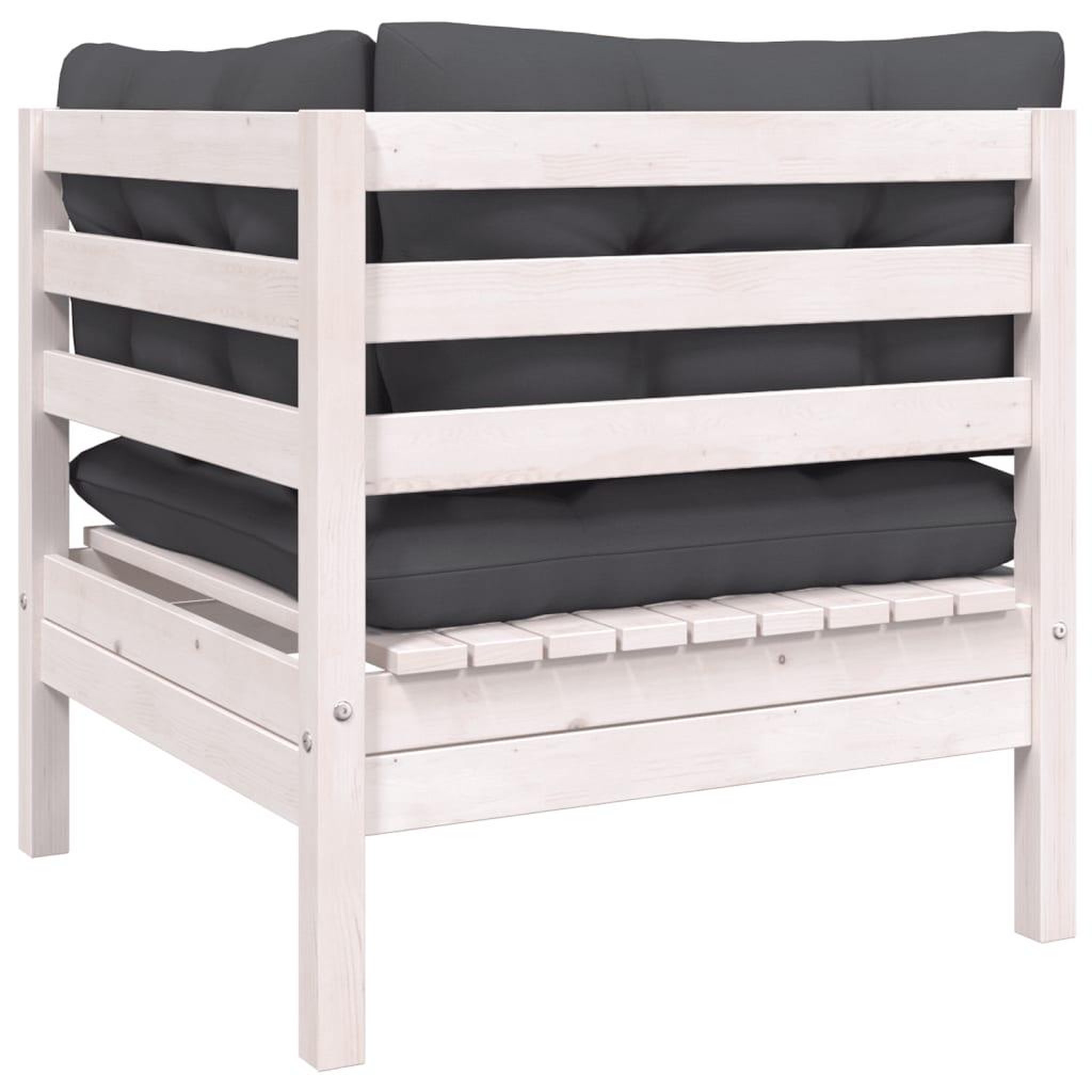 Voir la diapositive 5 : VIDAXL Salon de jardin 3 pcs avec coussins Blanc Bois de pin massif