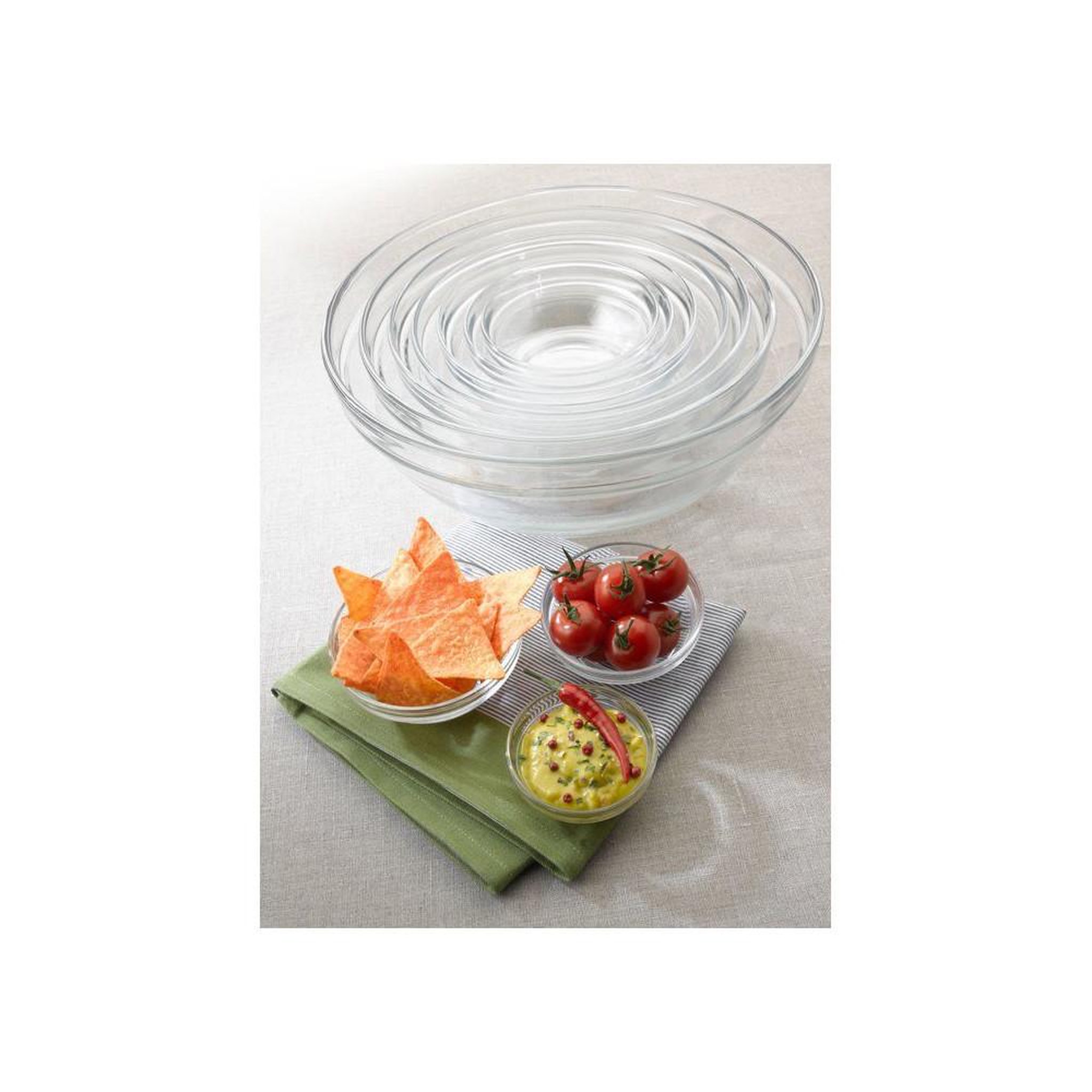Voir la diapositive 2 : DURALEX Saladiers en verre trempé gigogne empilables 9 pièces, transparents, forme ronde