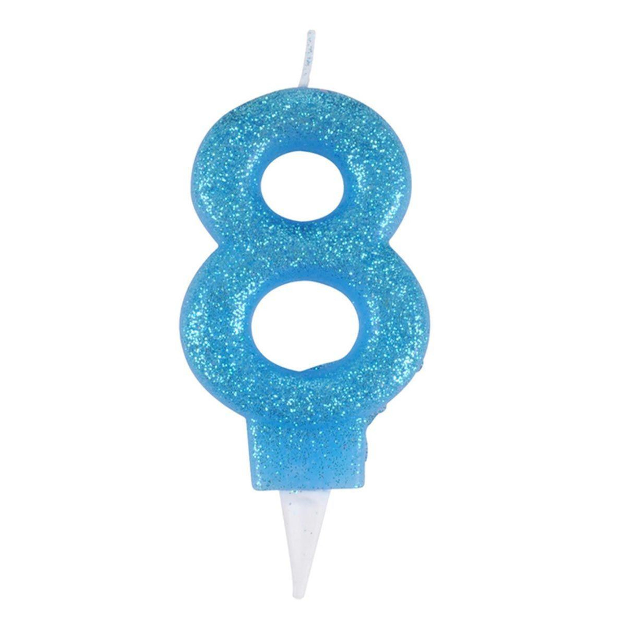HOMEA Bougie d'Anniversaire Paillette  Chiffre 8  7cm Bleu