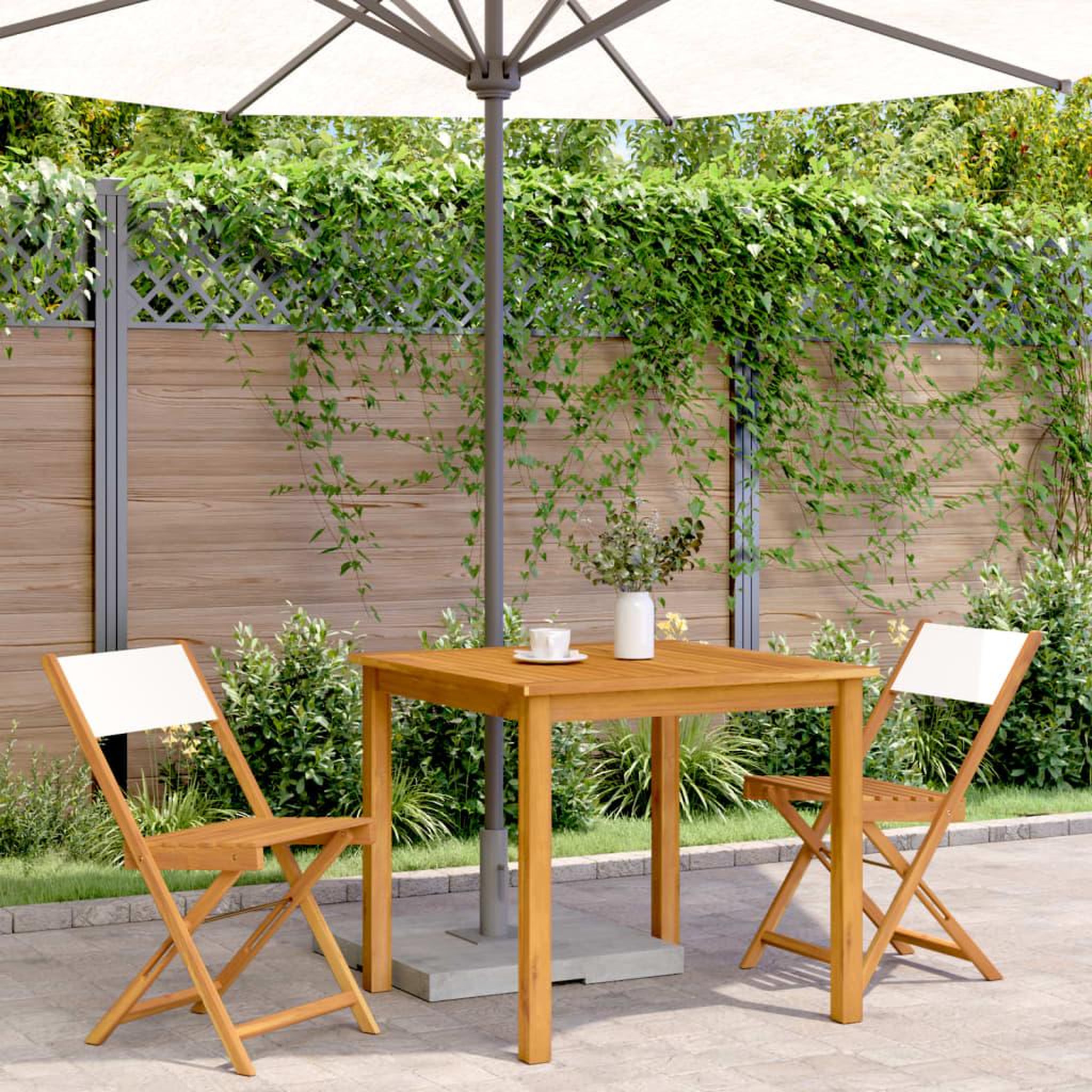 Voir la diapositive 3 : VIDAXL Chaises de bistrot lot de 2 blanc creme bois acacia et tissu