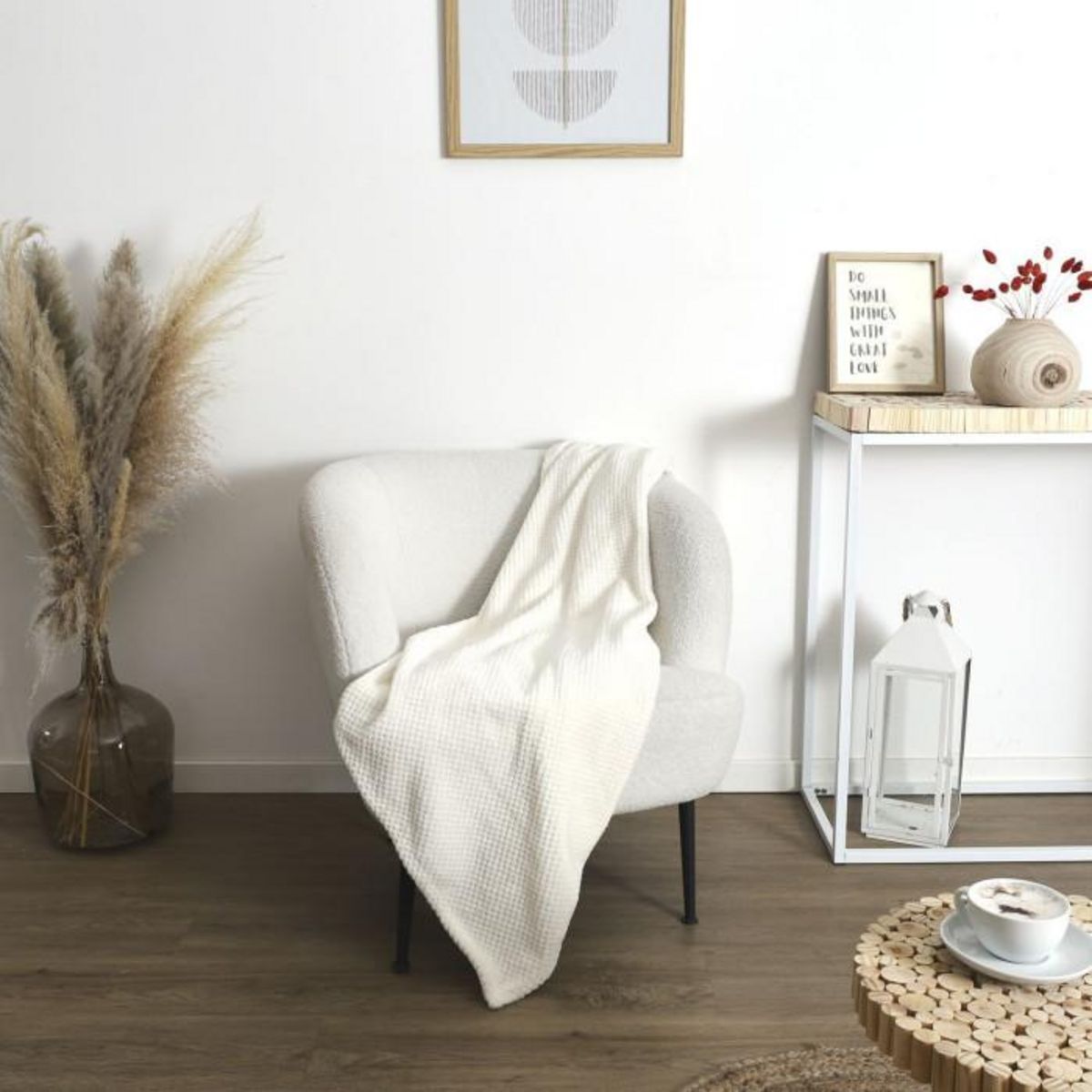 Paris Prix Plaid Nid d'Abeille  Crush  120x150cm Crème