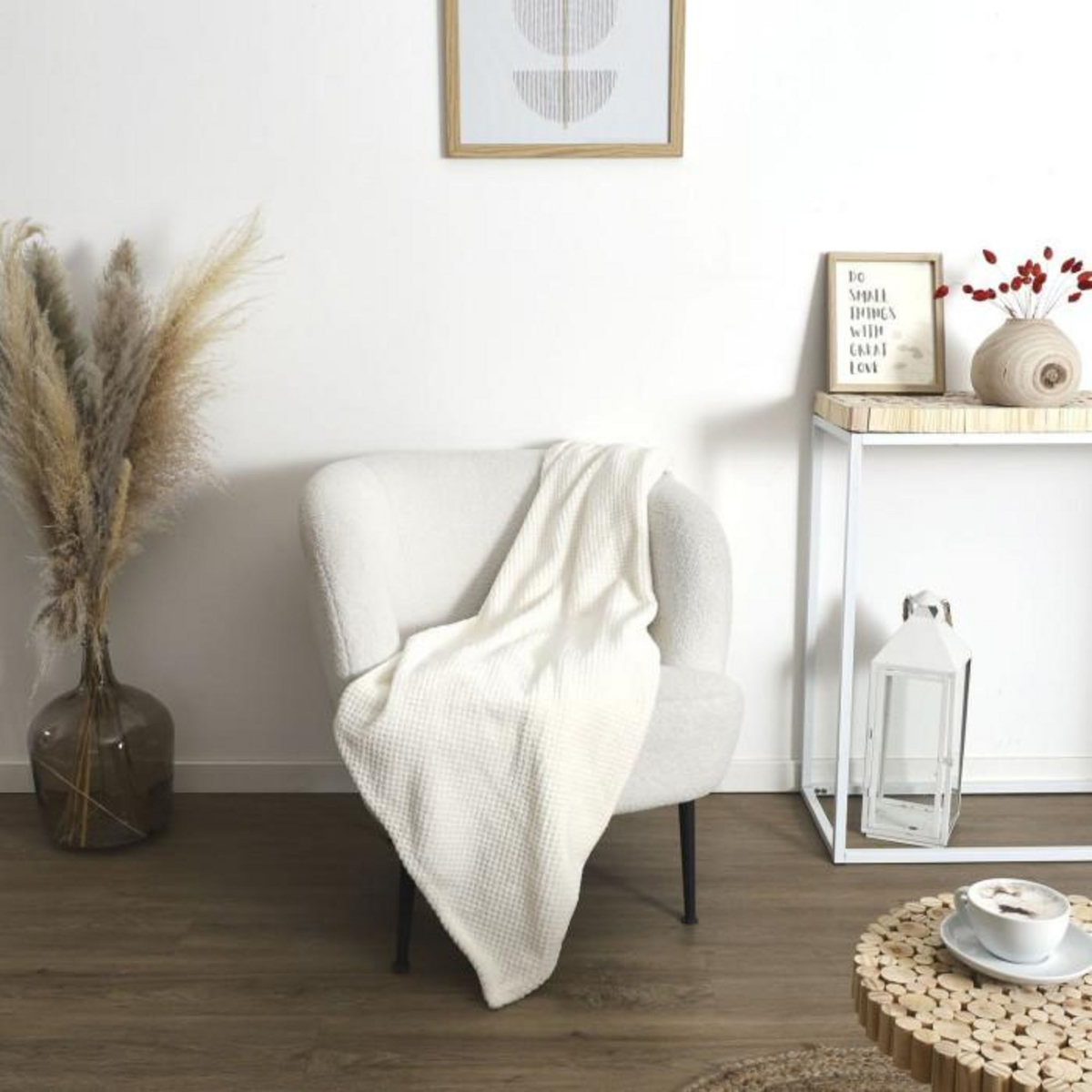 Paris Prix Plaid Nid d'Abeille  Crush  120x150cm Crème