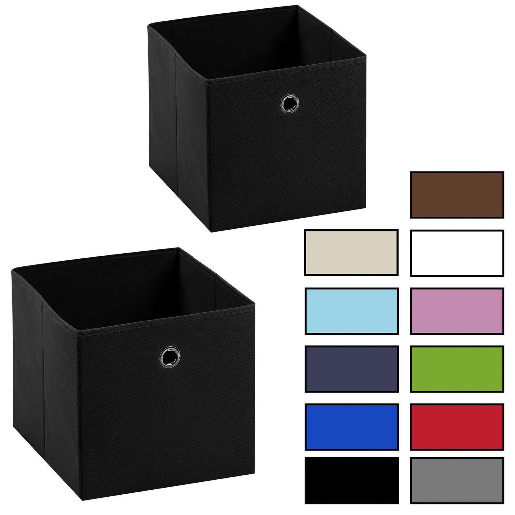 IDIMEX Lot de 2 boîtes de rangement ELA, en tissu. Coloris disponibles : Rouge, Noir, Rose, Blanc, Vert, Marron, Bleu