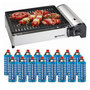 Voir la diapositive 1 : Kemper Barbecue à gaz 1900W Grille anti adhesive + 16 cartouches gaz camping KEMPER