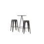 Voir la diapositive 2 : Paris Prix Ensemble Table de Bar & 2 Tabourets  Bistro & Tempe  105cm Noir & Gris Foncé