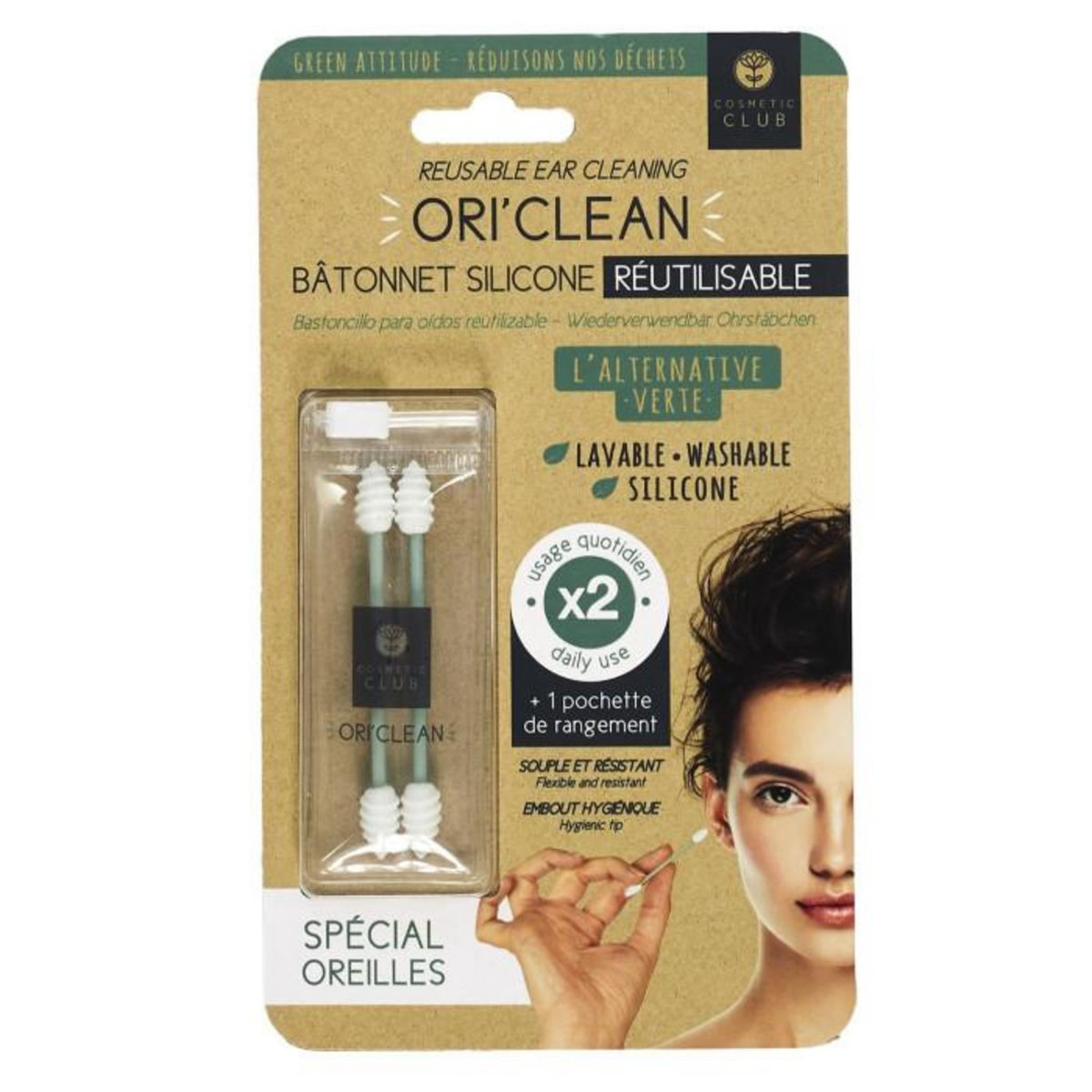 Paris Prix Lot de 2 Bâtonnets Silicone  Oreilles  9cm Blanc