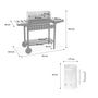 Voir la diapositive 4 : SWEEEK Barbecue au charbon. Noir et gris. hauteur de grille ajustable. cuve émaillée. tablettes en bois + Cheminée d'allumage