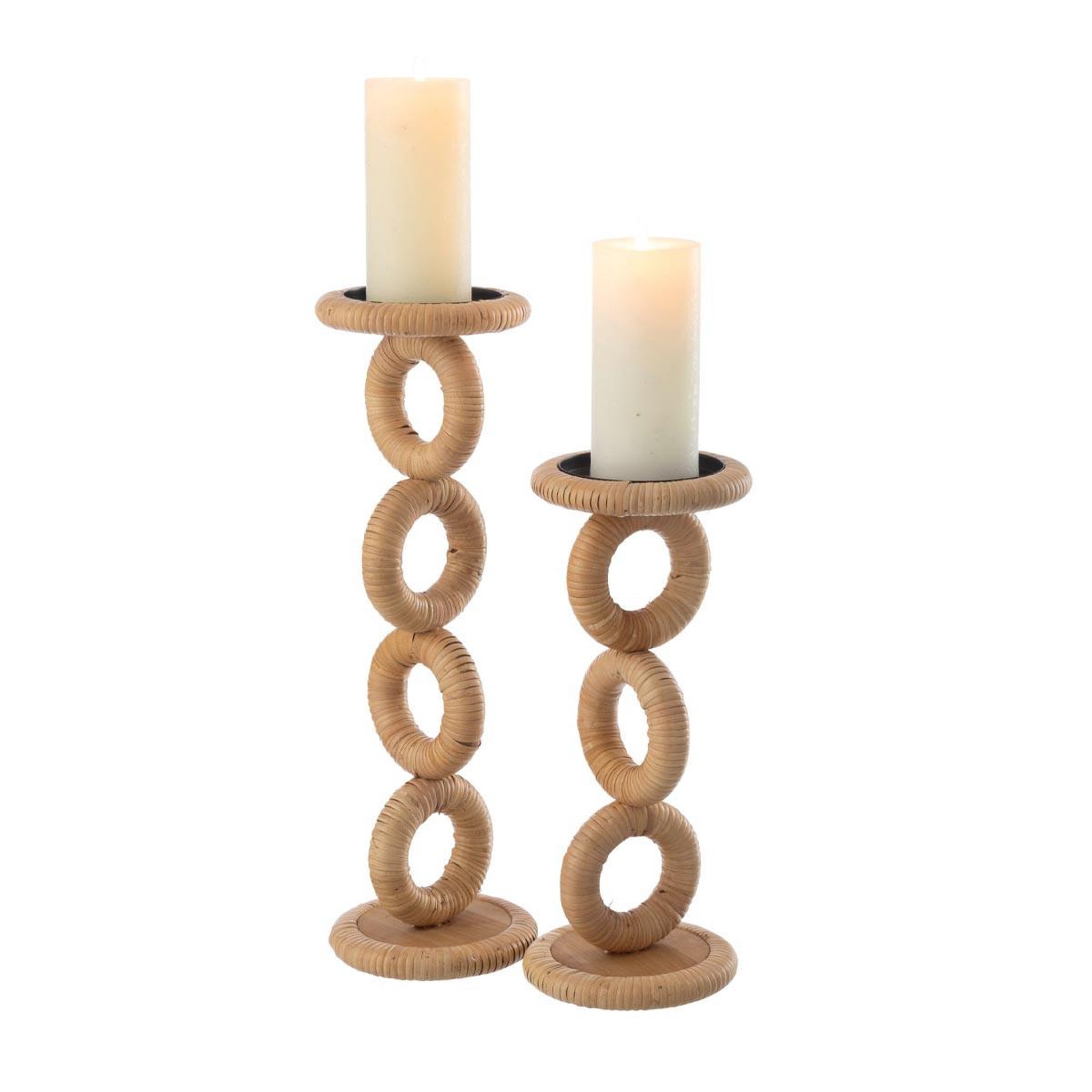 Voir la diapositive 4 : J-LINE Bougeoir en rotin  ring  45cm naturel