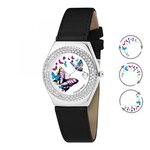 SC CRYSTAL Montre Alysson papillon à mouvement tournant SC Crystal ornée de Cristaux scintillants