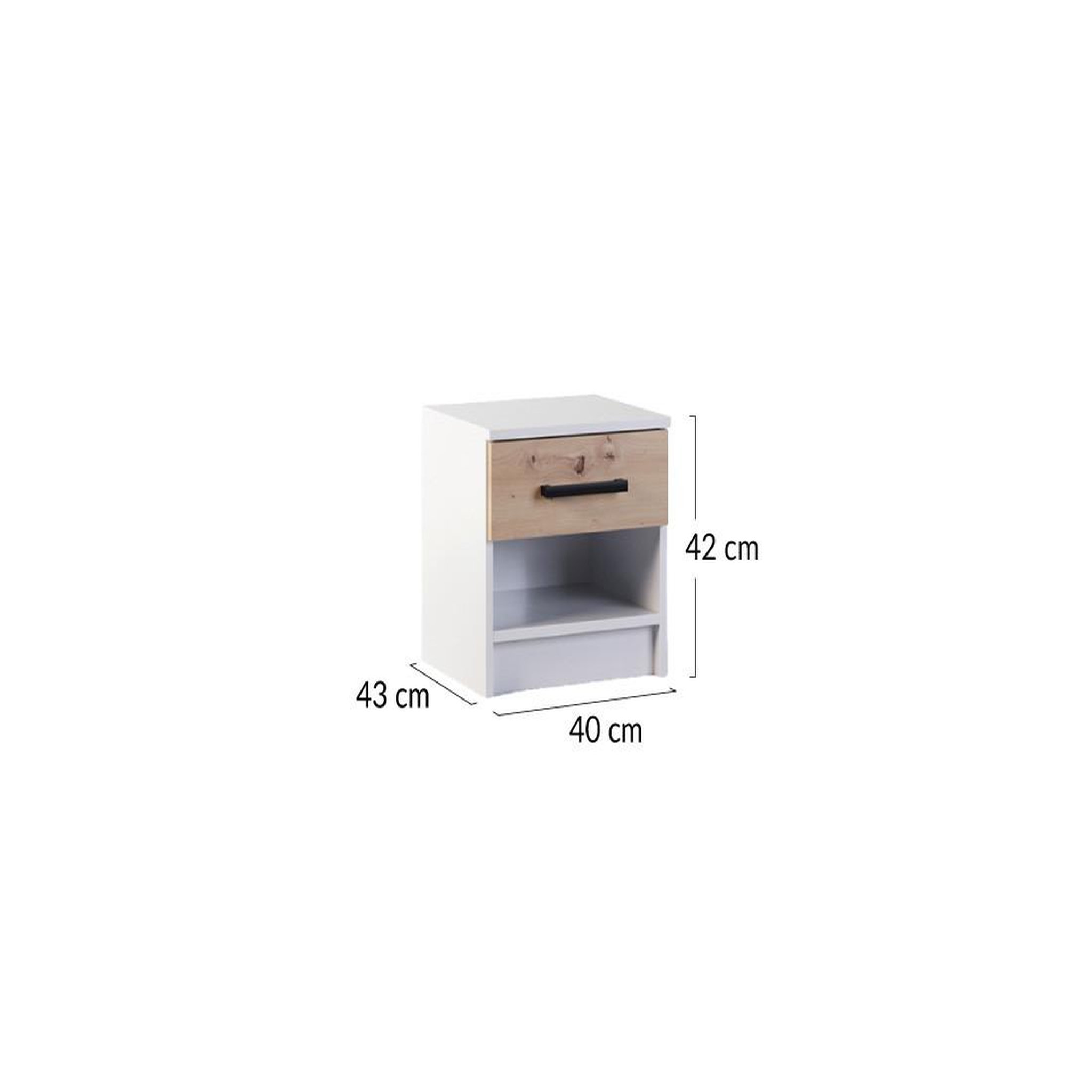 Voir la diapositive 3 : BEST MOBILIER Hayato - table de chevet - effet bois et blanc - 40 cm