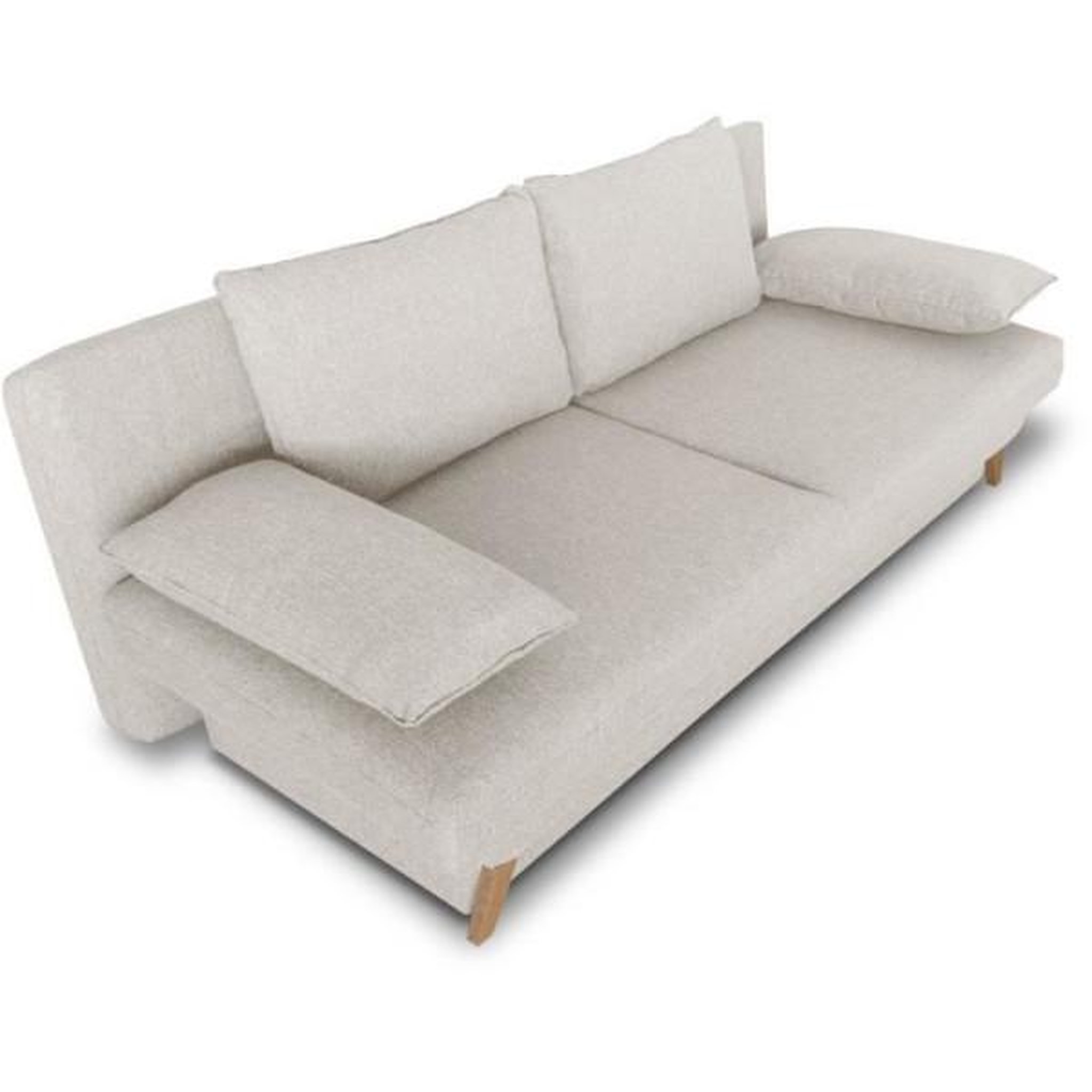 Voir la diapositive 3 : MARKET24 Banquette convertible - 3 places - NAOTO - Tissu beige - Coffre de rangement - 202 x 98 x 98 cm