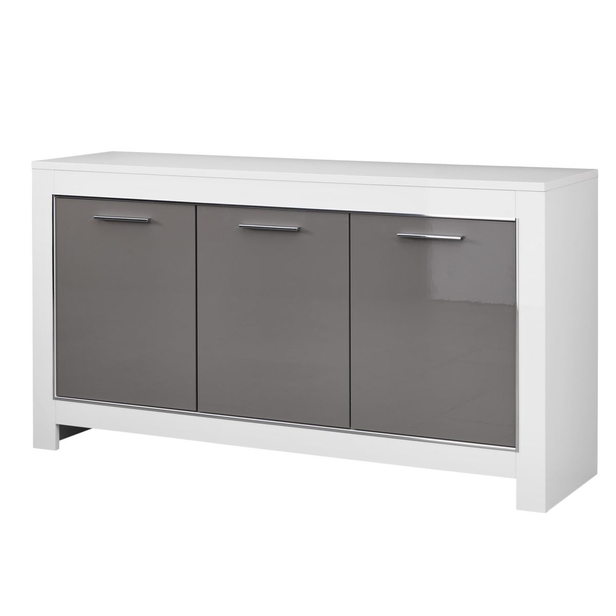 Buffet design moderne 3 portes laqué brillant bicolore L160 cm MILANO