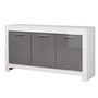 Voir la diapositive 2 : Buffet design moderne 3 portes laqué brillant bicolore L160 cm MILANO