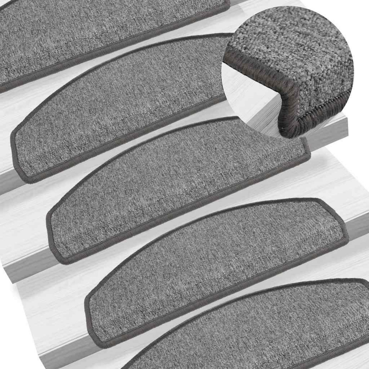 VIDAXL Tapis d'escalier 30 pcs gris fonce 65x24x4 cm